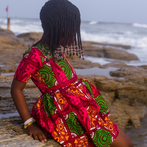 Pink African Ankara Girl Dress - Picture 4 of 6